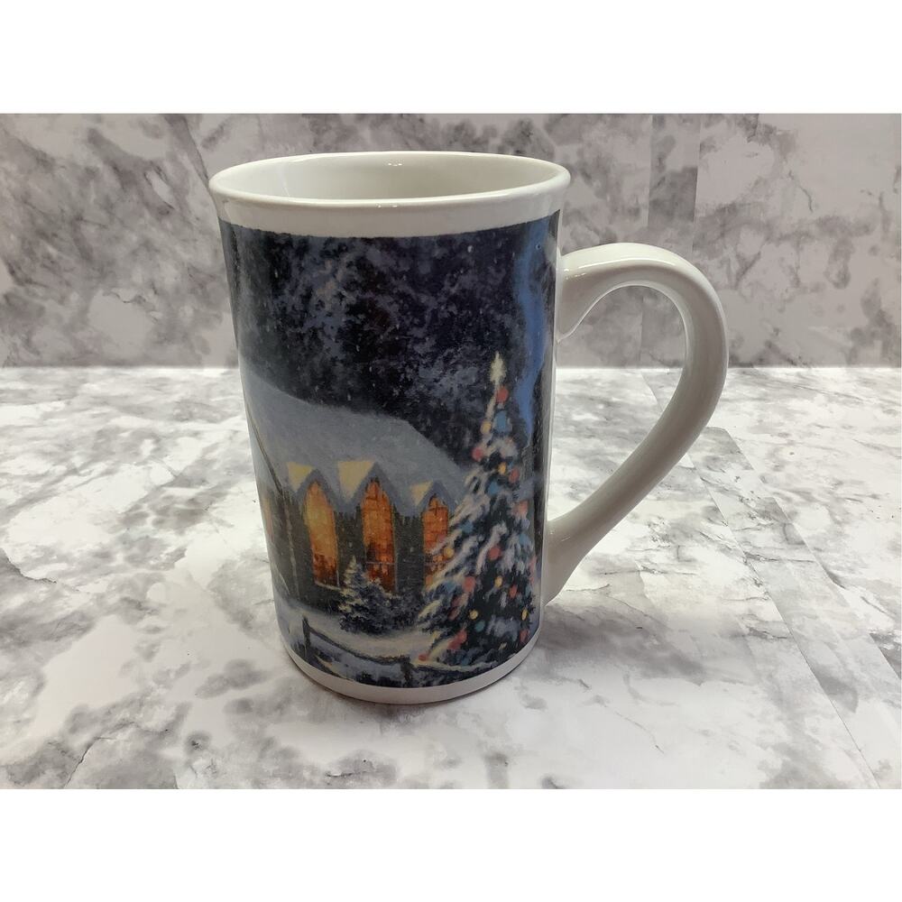 Thomas Kinkade Christmas Chapel Beverage Mug - Artist of Light 14 ounce